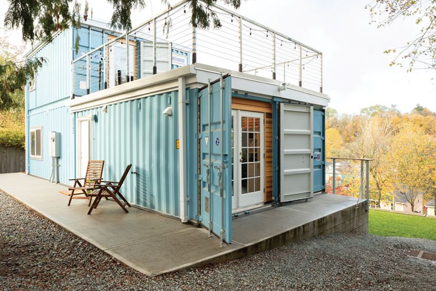 Julianna Carlson Builds her own Two-Story Shipping Container Home