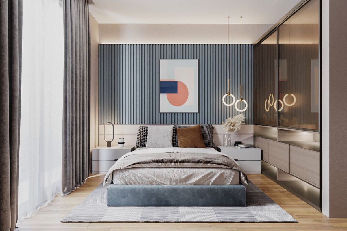 Mẫu thiết kế phòng ngủ đơn giản với lối thiết kế đơn gản tiện nghi