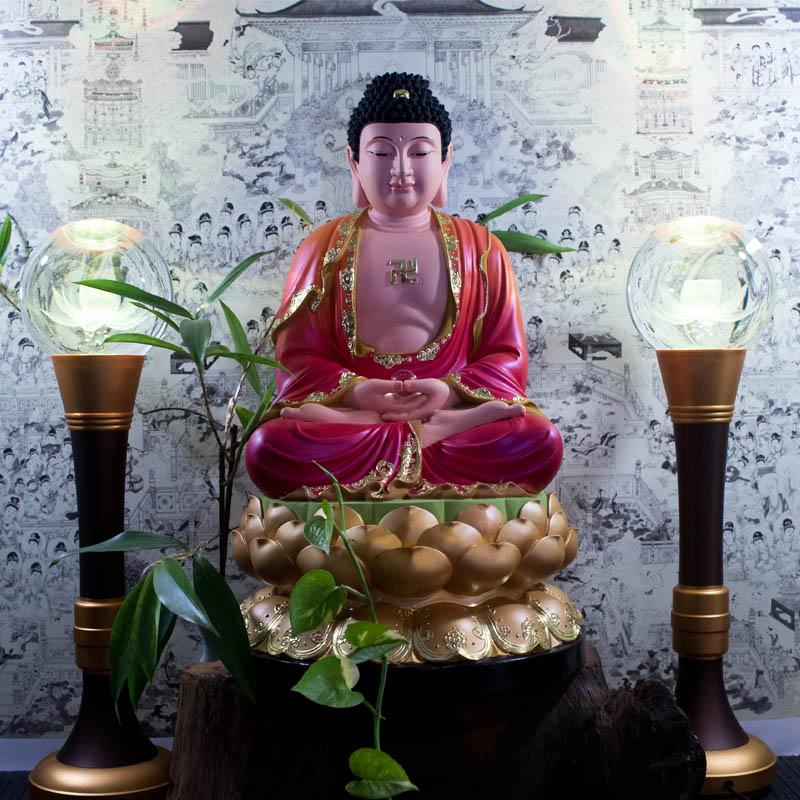 Tượng Phật Bổn Sư Thích Ca Ngồi Đài Sen Composite (size 50cm) | Shop văn hóa phẩm phật giáo phong thủy