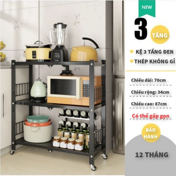 Kệ để lò vi sóng 3 tầng, cao 85cm, KT: 71x34cm