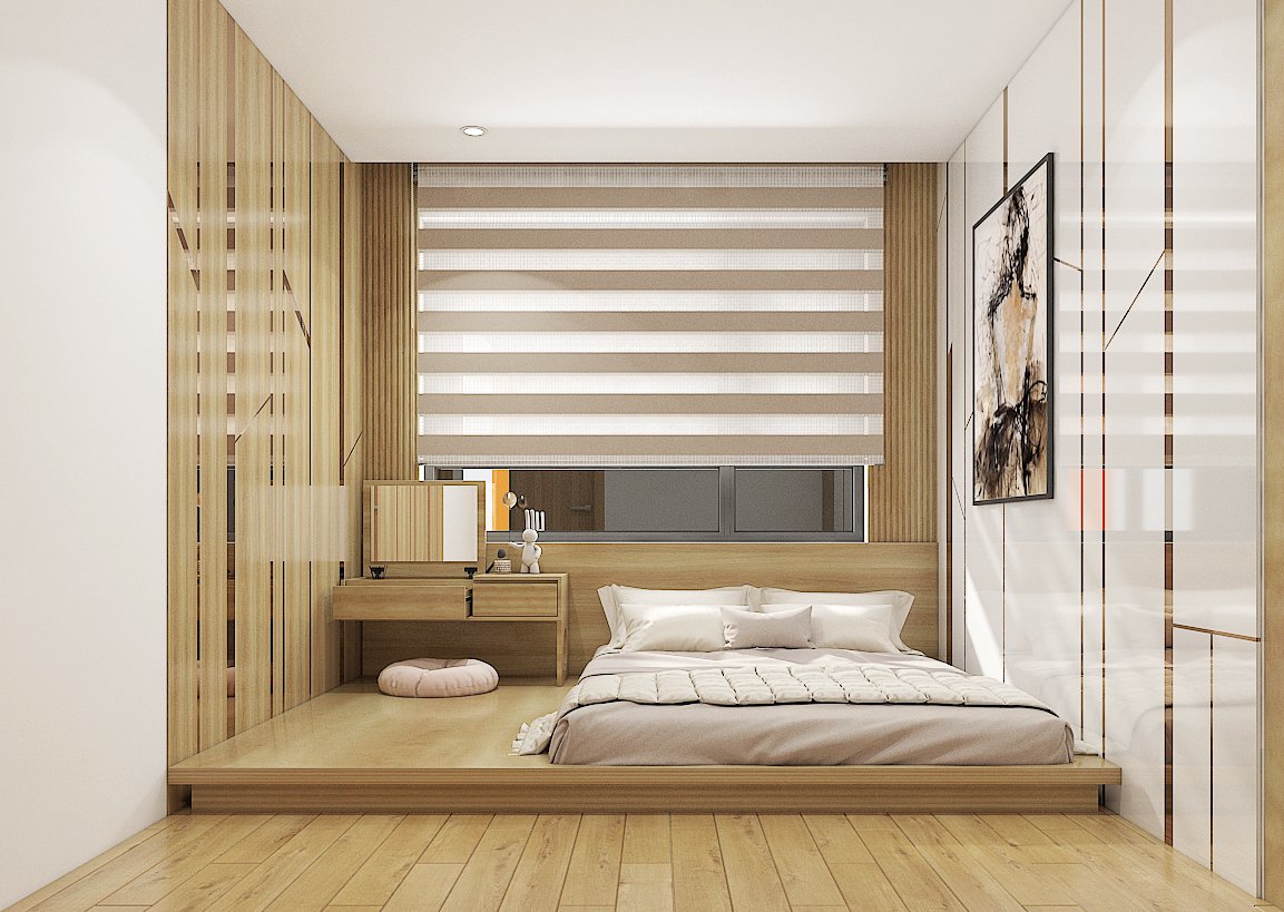 Với những không gian có diện tích không quá rộng, thì việc không sử dụng giường sẽ giúp phòng ngủ trông rộng rãi và thoải mái hơn